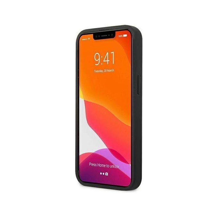 AMG AMHCP13SGSEBK iPhone 13 mini 5,4 juodas/juodas deklas odinis su įspaustomis linijomis