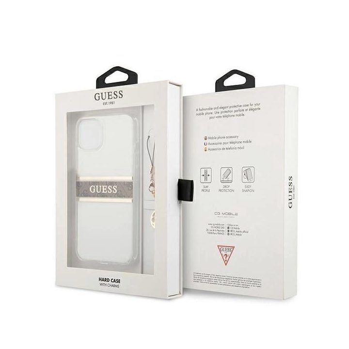 Guess GUHCP13SKB4GBR iPhone 13 mini 5.4 permatomas deklas 4G rudas dirželis su pakabuku