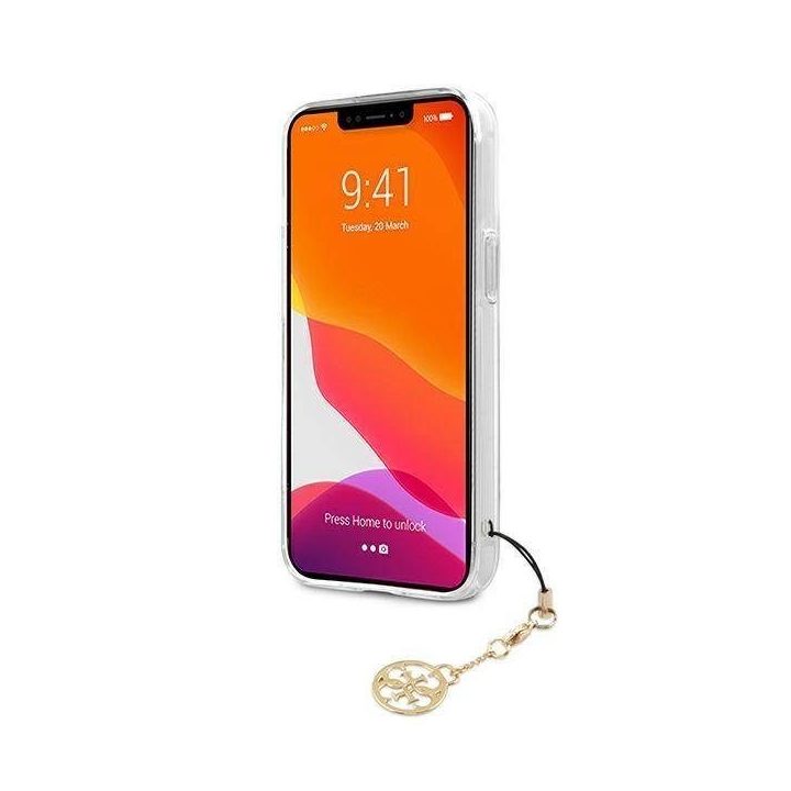Guess GUHCP13SKB4GBR iPhone 13 mini 5.4 permatomas deklas 4G rudas dirželis su pakabuku