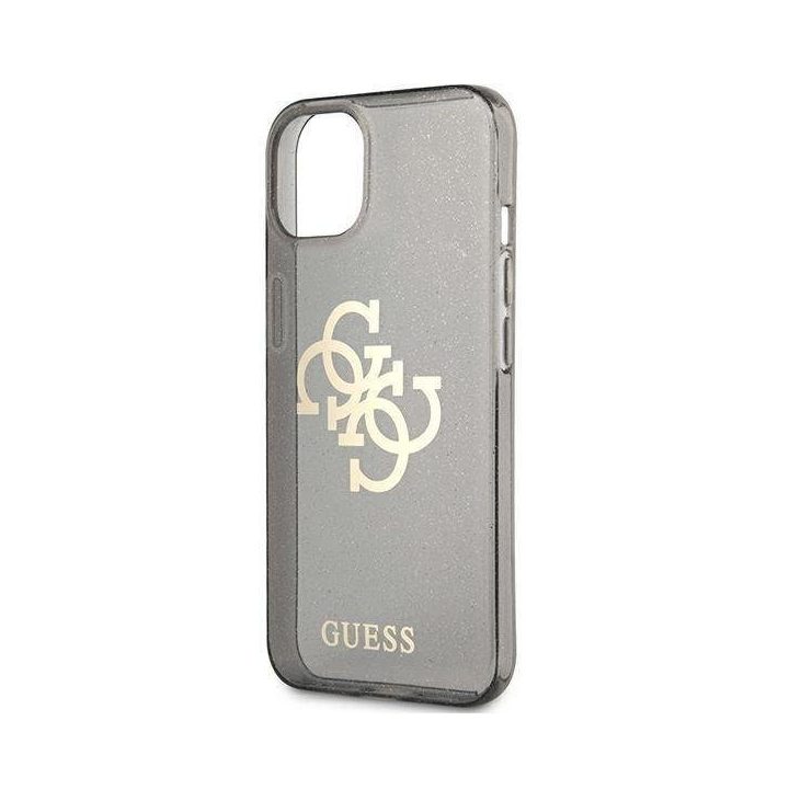Guess GUHCP13SPCUGL4GBK iPhone 13 mini 5.4 juodos/juodos spalvos deklas Glitter 4G Big Logo