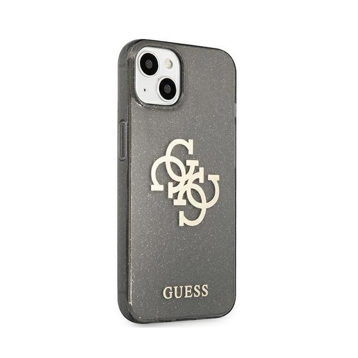 Guess GUHCP13SPCUGL4GBK iPhone 13 mini 5.4 juodos/juodos spalvos deklas Glitter 4G Big Logo