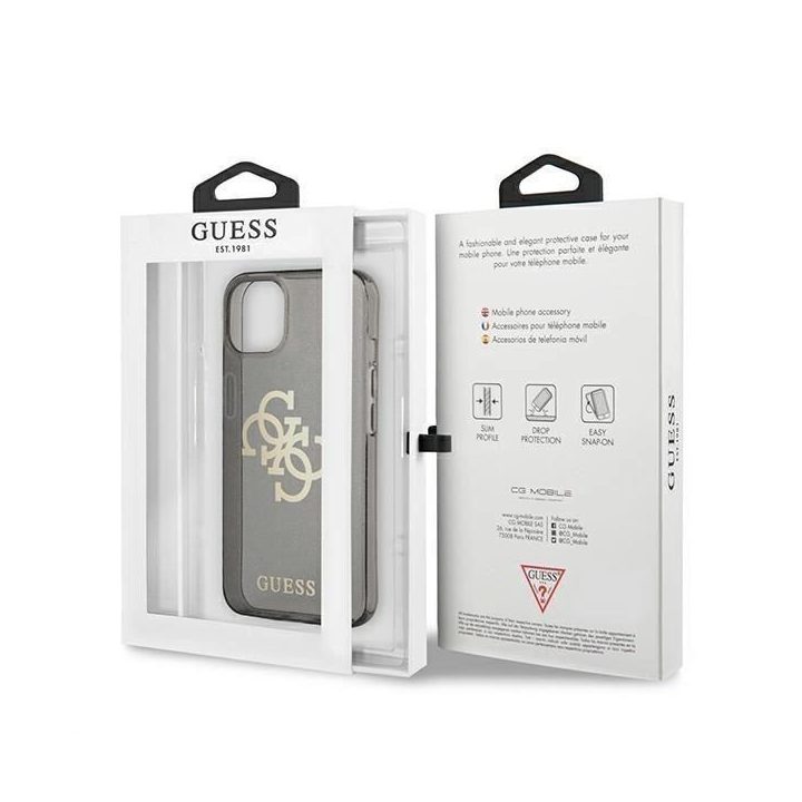 Guess GUHCP13SPCUGL4GBK iPhone 13 mini 5.4 juodos/juodos spalvos deklas Glitter 4G Big Logo