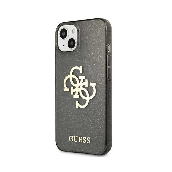Guess GUHCP13SPCUGL4GBK iPhone 13 mini 5.4 juodos/juodos spalvos deklas Glitter 4G Big Logo