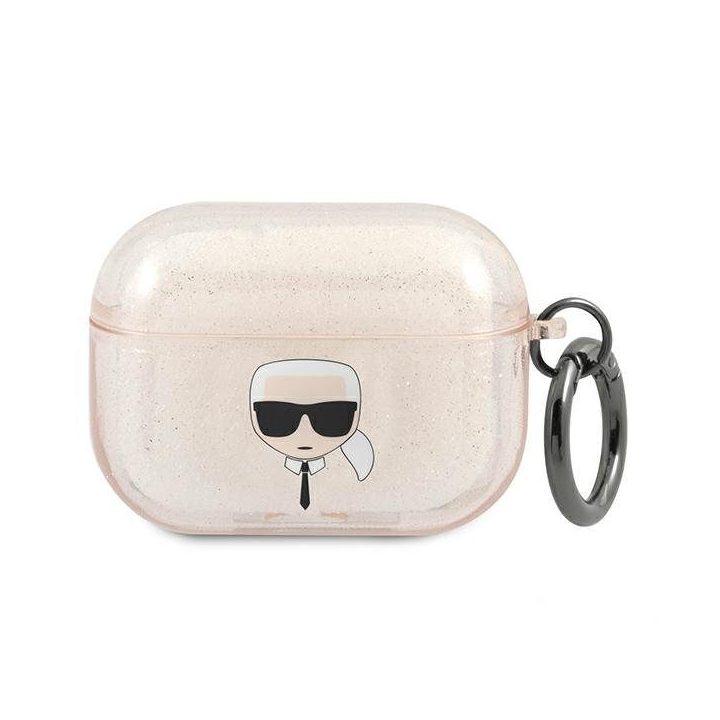 Karl Lagerfeld KLAPUKHGD AirPods Pro dangtelis Glitter Karl`s Head