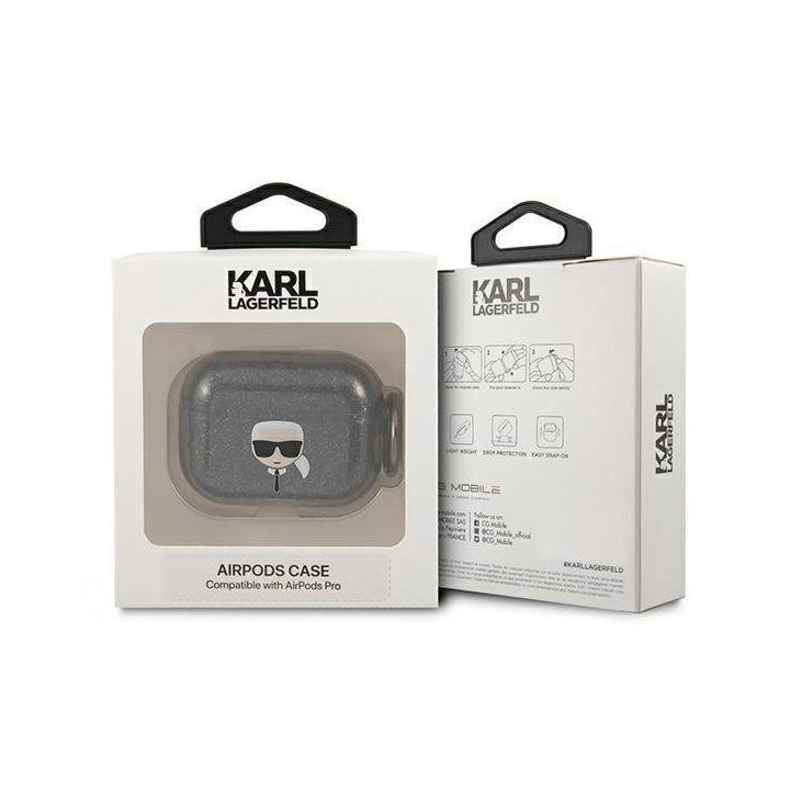 Karl Lagerfeld KLAPUKHGK AirPods Pro dangtelis Glitter Karl`s Head