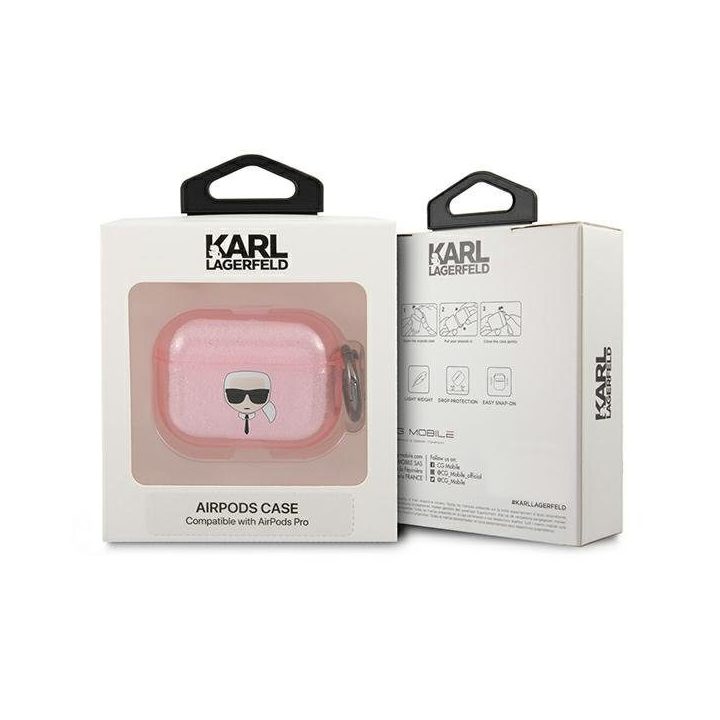 Karl Lagerfeld KLAPUKHGP AirPods Pro dangtelis Glitter Karl`s Head
