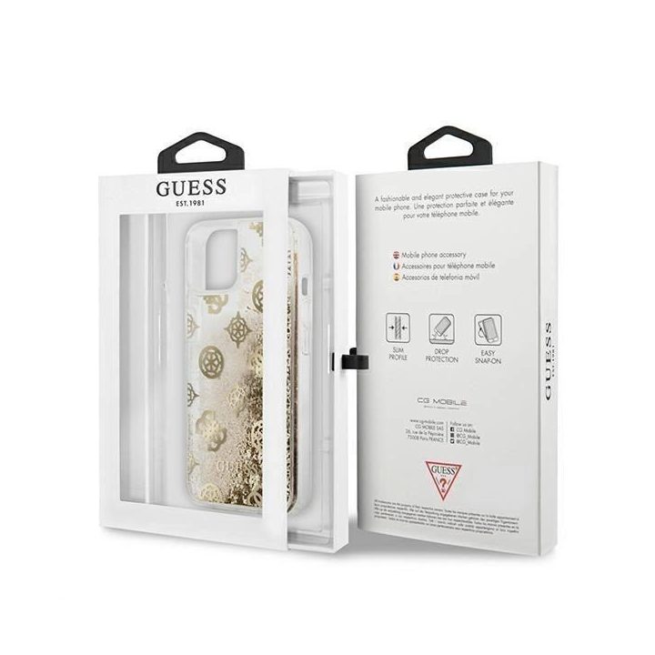 Guess GUHCP13SLGPEGO iPhone 13 mini 5.4 aukso/aukso spalvos deklas Peony Liquid Glitter