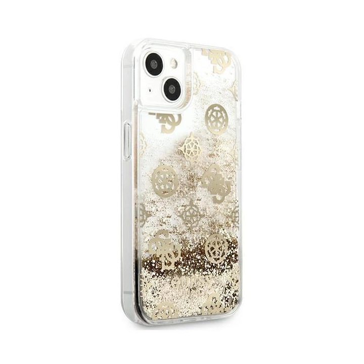 Guess GUHCP13SLGPEGO iPhone 13 mini 5.4 aukso/aukso spalvos deklas Peony Liquid Glitter