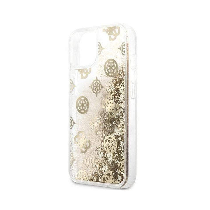 Guess GUHCP13SLGPEGO iPhone 13 mini 5.4 aukso/aukso spalvos deklas Peony Liquid Glitter