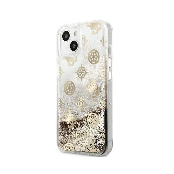 Guess GUHCP13SLGPEGO iPhone 13 mini 5.4 aukso/aukso spalvos deklas Peony Liquid Glitter