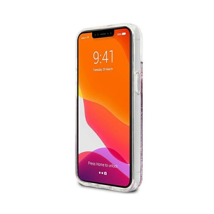 Guess GUHCP13SLGPEPI iPhone 13 mini 5.4 rožinės/rožinės spalvos deklas Peony Liquid Glitter
