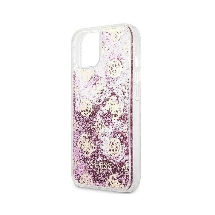 Guess GUHCP13SLGPEPI iPhone 13 mini 5.4 rožinės/rožinės spalvos deklas Peony Liquid Glitter