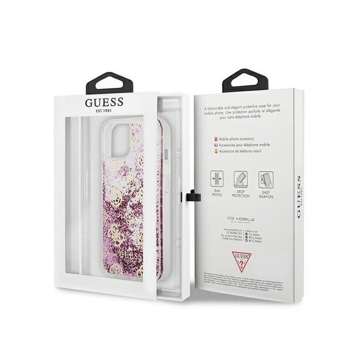 Guess GUHCP13SLGPEPI iPhone 13 mini 5.4 rožinės/rožinės spalvos deklas Peony Liquid Glitter