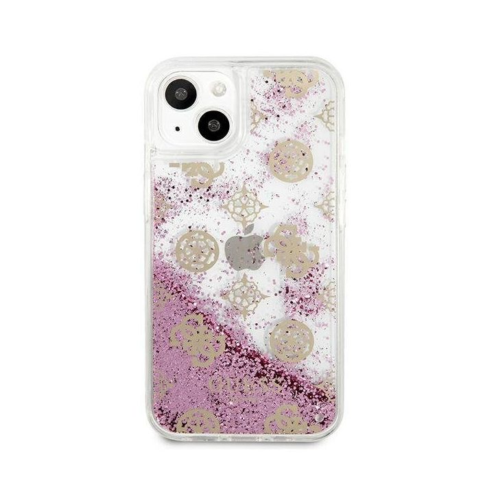 Guess GUHCP13SLGPEPI iPhone 13 mini 5.4 rožinės/rožinės spalvos deklas Peony Liquid Glitter