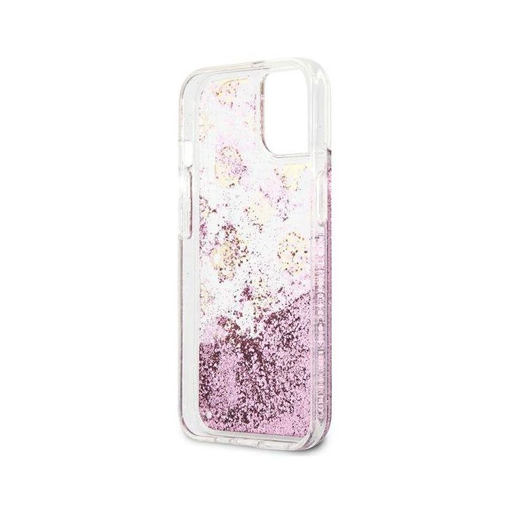 Guess GUHCP13SLGPEPI iPhone 13 mini 5.4 rožinės/rožinės spalvos deklas Peony Liquid Glitter