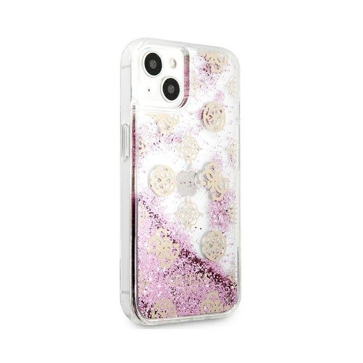 Guess GUHCP13SLGPEPI iPhone 13 mini 5.4 rožinės/rožinės spalvos deklas Peony Liquid Glitter
