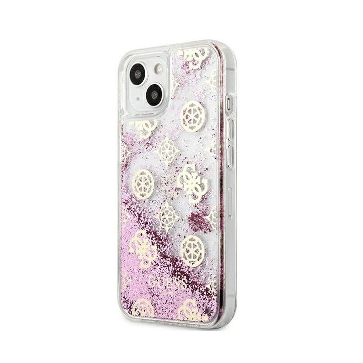 Guess GUHCP13SLGPEPI iPhone 13 mini 5.4 rožinės/rožinės spalvos deklas Peony Liquid Glitter