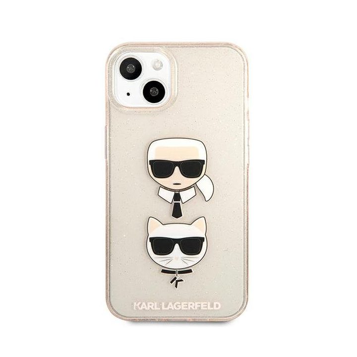 Karl Lagerfeld KLHCP13SKCTUGLGO iPhone 13 mini 5.4 zloto aukso spalvos deklas Glitter Karl`s & Choupette