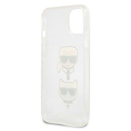 Karl Lagerfeld KLHCP13SKCTUGLS iPhone 13 mini 5.4 sidabrinis deklas Glitter Karl`s & Choupette