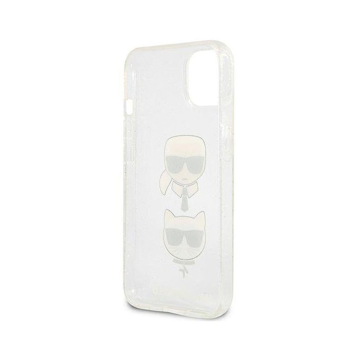 Karl Lagerfeld KLHCP13SKCTUGLS iPhone 13 mini 5.4 sidabrinis deklas Glitter Karl`s & Choupette