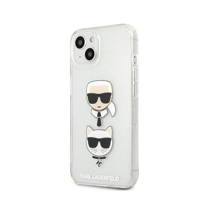 Karl Lagerfeld KLHCP13SKCTUGLS iPhone 13 mini 5.4 sidabrinis deklas Glitter Karl`s & Choupette
