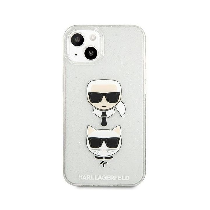 Karl Lagerfeld KLHCP13SKCTUGLS iPhone 13 mini 5.4 sidabrinis deklas Glitter Karl`s & Choupette