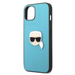 Karl Lagerfeld KLHCP13SPKMB iPhone 13 mini 5,4 mėlynas deklas Odinis Ikonik Karl`s Head Metal