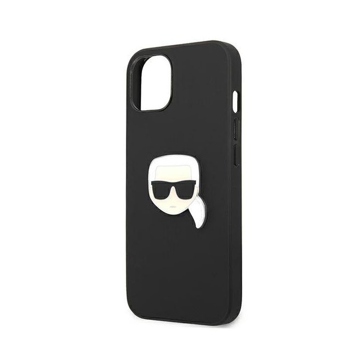 Karl Lagerfeld KLHCP13SPKMK iPhone 13 mini 5,4 juodas deklas Odinis Ikonik Karl`s Head Metal