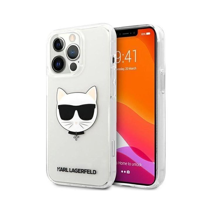 Karl Lagerfeld KLHCP13XCTR iPhone 13 Pro Max 6.7 deklas, skaidrus, Choupette Head