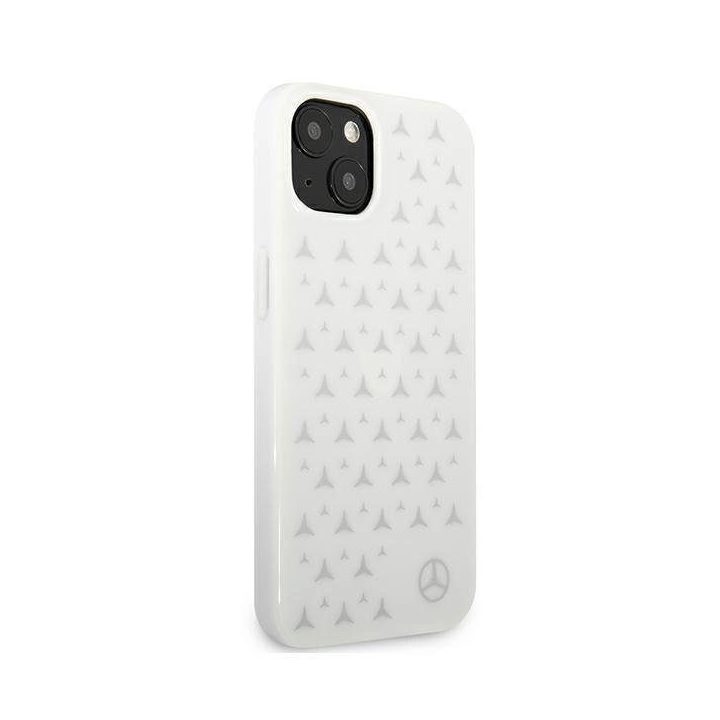 Mercedes MEHCP13MESPWH iPhone 13 6,1 baltos/baltos spalvos deklas Sidabrinis žvaigždžių raštas