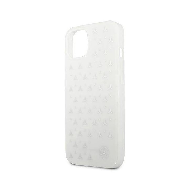 Mercedes MEHCP13MESPWH iPhone 13 6,1 baltos/baltos spalvos deklas Sidabrinis žvaigždžių raštas