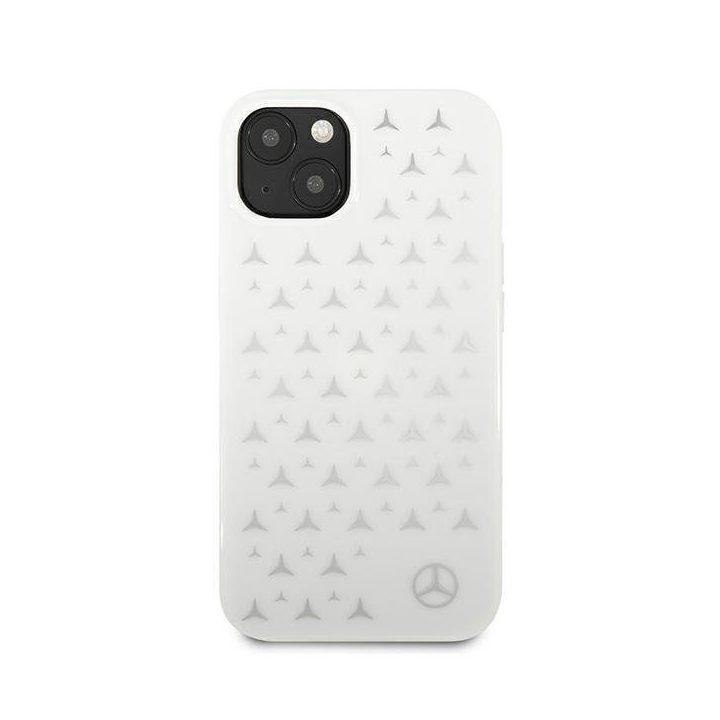 Mercedes MEHCP13SESPWH iPhone 13 mini 5,4 baltas/baltas deklas Sidabrinis žvaigždžių raštas