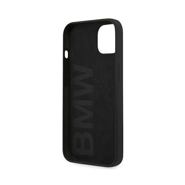 Dėklas BMW BMHCP13MSILBK iPhone 13 6,1 juodas/juodas deklas Silikono parašas