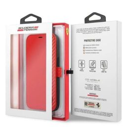 Ferrari FESAXFLBKP13SRE iPhone 13 mini 5.4 raudona/raudona knyga On Track Carbon Stripe