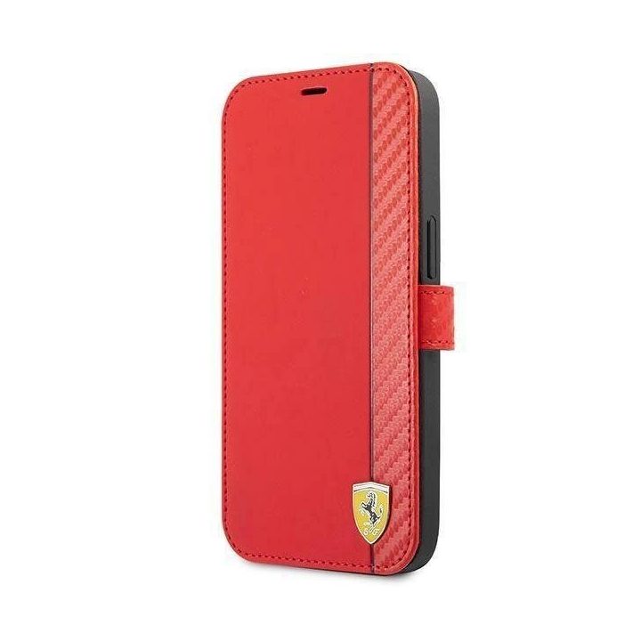 Ferrari FESAXFLBKP13SRE iPhone 13 mini 5.4 raudona/raudona knyga On Track Carbon Stripe