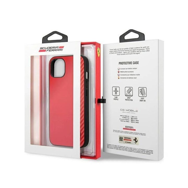 Ferrari FESAXHCP13SRE iPhone 13 mini 5.4 raudonas/raudonas deklas On Track Carbon Stripe