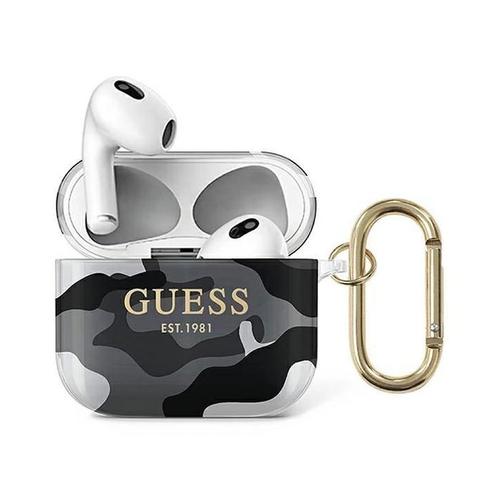 Guess GUA3UCAMG AirPods 3 dangtelis juodas/juodas Camo kolekcija