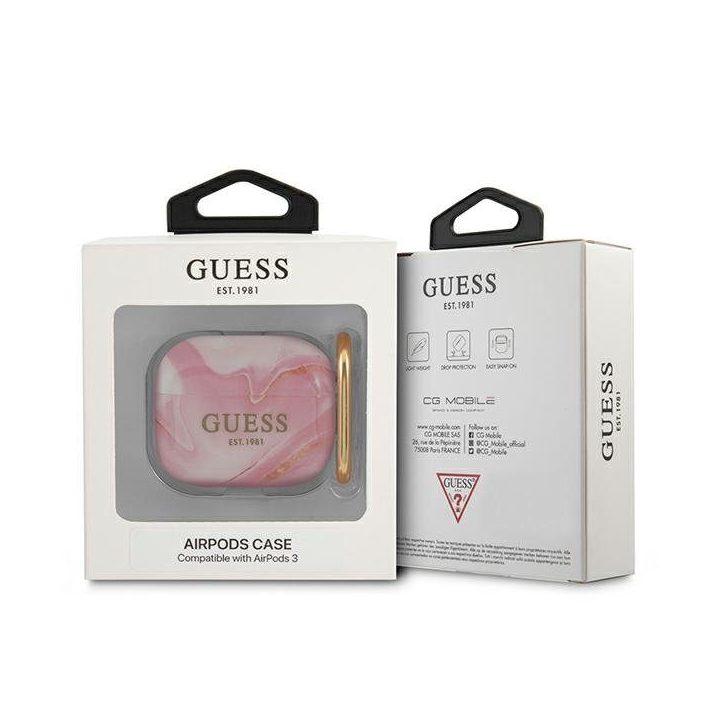 Guess GUA3UNMP AirPods 3 dangtelis rožinis/rožinis Marmuro kolekcija
