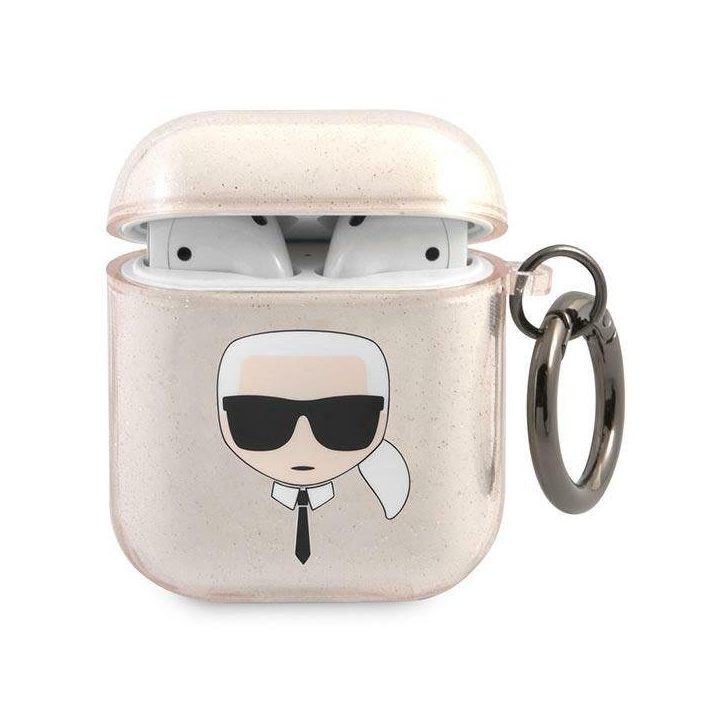 Karl Lagerfeld KLA2UKHGD AirPods dangtelis złoty/gold Glitter Karl`s Head