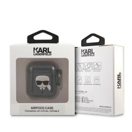 Karl Lagerfeld KLA2UKHGK AirPods dangtelis Juodos spalvos/juodas Glitter Karl`s Head