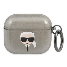Karl Lagerfeld KLA3UKHGK AirPods 3 dangtelis Juodos spalvos/juodas Glitter Karl`s Head