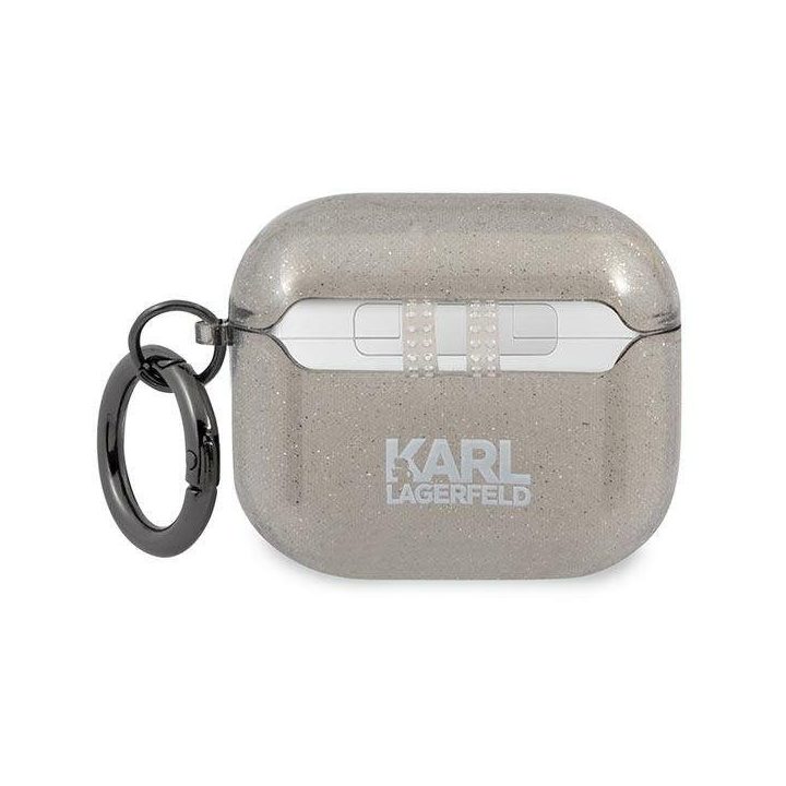 Karl Lagerfeld KLA3UKHGK AirPods 3 dangtelis Juodos spalvos/juodas Glitter Karl`s Head