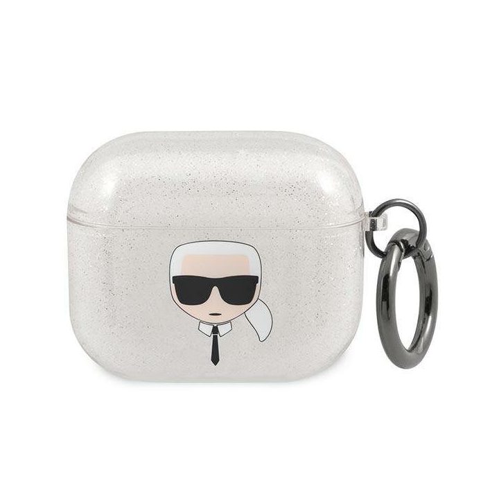 Karl Lagerfeld KLA3UKHGS AirPods 3 dangtelis sidabrinis/ sidabrinis Glitter Karl`s Head