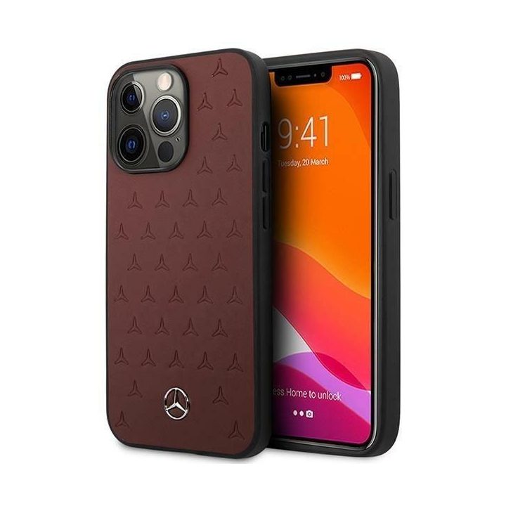 Mercedes MEHCP13LPSQRE iPhone 13 Pro / 13 6,1 czerwony/raudonas deklas Odinis žvaigždžių raštas