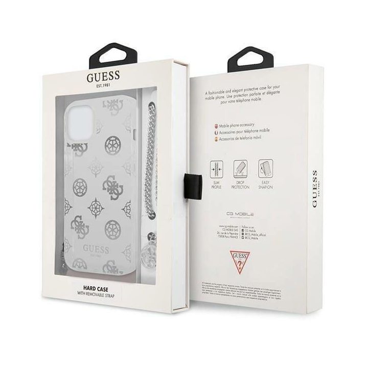 Guess GUHCP13SKPESI iPhone 13 mini 5,4 sidabro/ sidabro spalvos deklas Peony Chain Collection