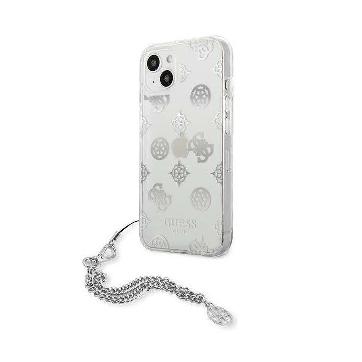 Guess GUHCP13SKPESI iPhone 13 mini 5,4 sidabro/ sidabro spalvos deklas Peony Chain Collection