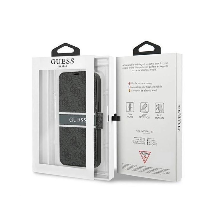 Guess GUBKP13S4GDGR iPhone 13 mini 5.4 pilka/pilka knyga 4G Stripe