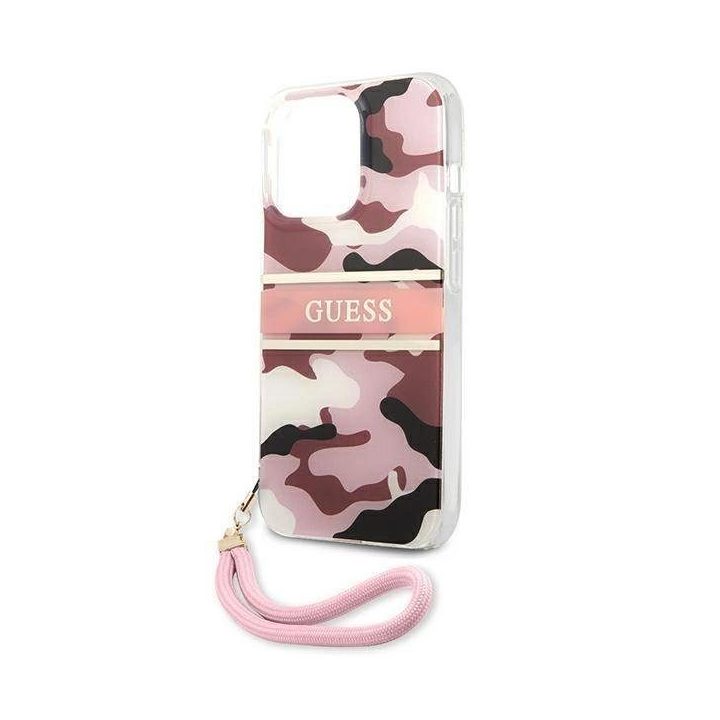 Guess GUHCP13LKCABPI iPhone 13 Pro / 13 6,1 rožinės/rožinės spalvos deklas Camo Strap Collection