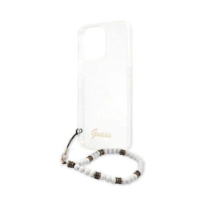 Guess GUHCP13LKPSWH iPhone 13 Pro / 13 6,1 permatomas deklas White Pearl