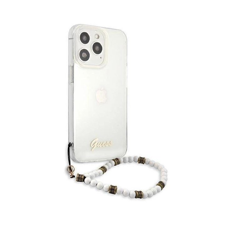 Guess GUHCP13LKPSWH iPhone 13 Pro / 13 6,1 permatomas deklas White Pearl